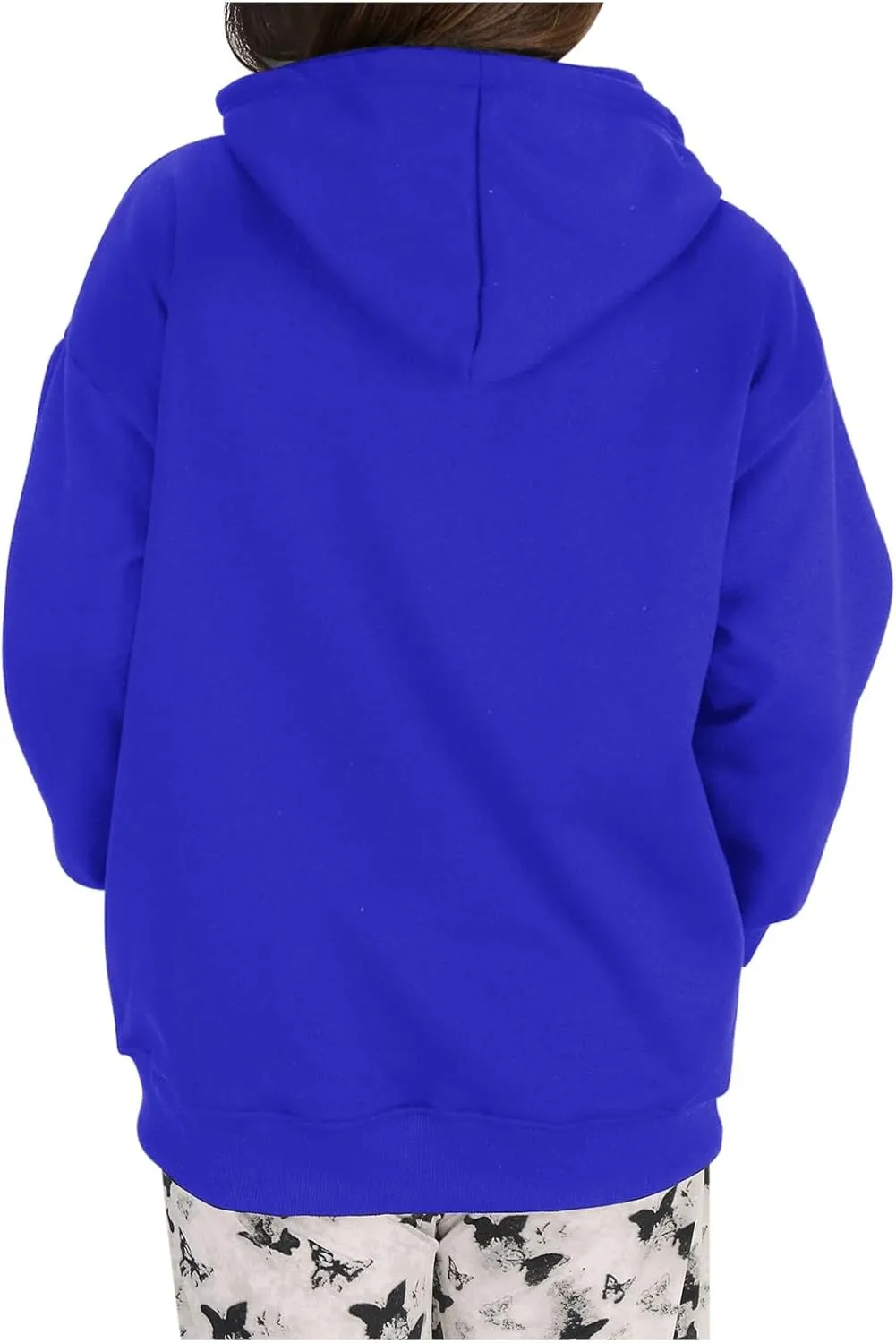 Trendy Oversized Preppy Sweatshirts Fall Long Sleeve Solid Hooded Pullovers Casual Loose Y2k Outfits with Pockets