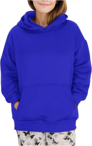 Trendy Oversized Preppy Sweatshirts Fall Long Sleeve Solid Hooded Pullovers Casual Loose Y2k Outfits with Pockets