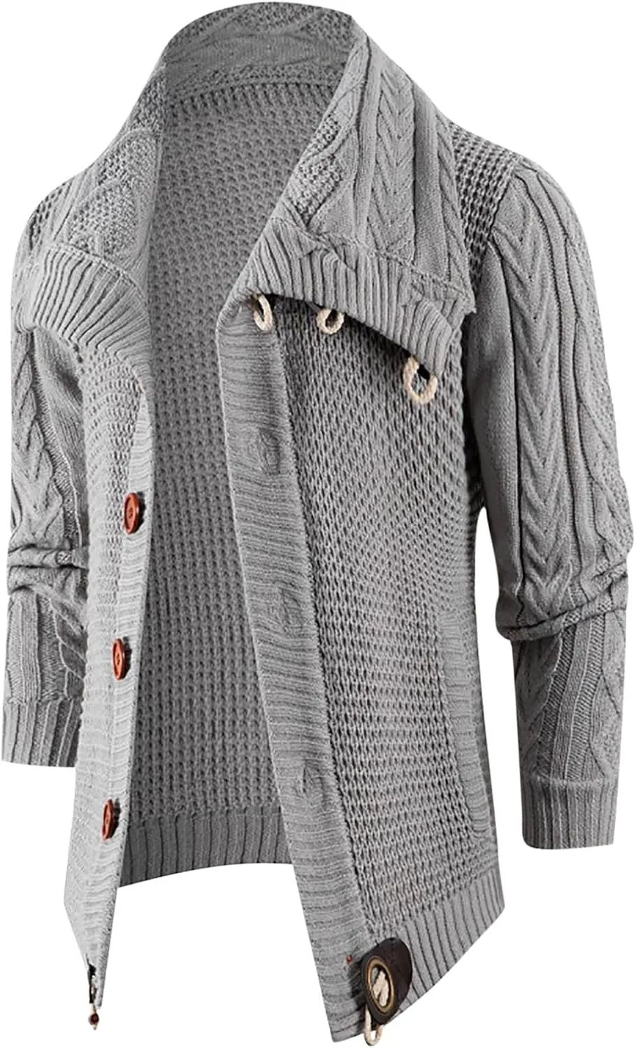 tuduoms Chunky Cardigan Sweaters for Men Vintage Button Down Sweaters Winter Cable Knit Open Front Long Sleeve Cardigan Coat