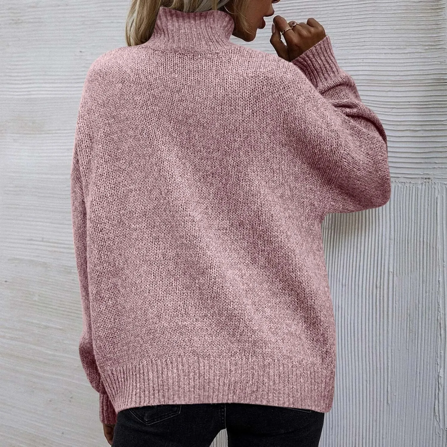 Turtleneck Sweaters for Women Soft Warm Ribbed Sweaters 2023 Fall Winter Oversized Long Sleeve Pullover Sweaters