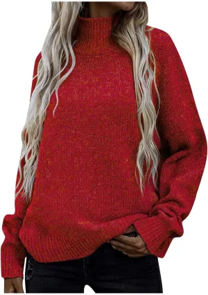 Turtleneck Sweaters for Women Soft Warm Ribbed Sweaters 2023 Fall Winter Oversized Long Sleeve Pullover Sweaters