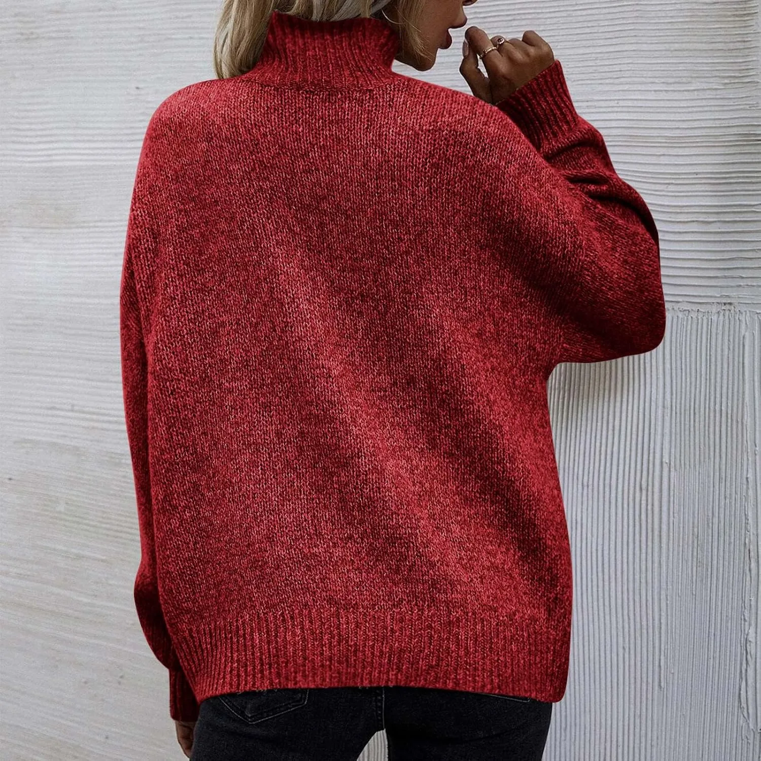 Turtleneck Sweaters for Women Soft Warm Ribbed Sweaters 2023 Fall Winter Oversized Long Sleeve Pullover Sweaters