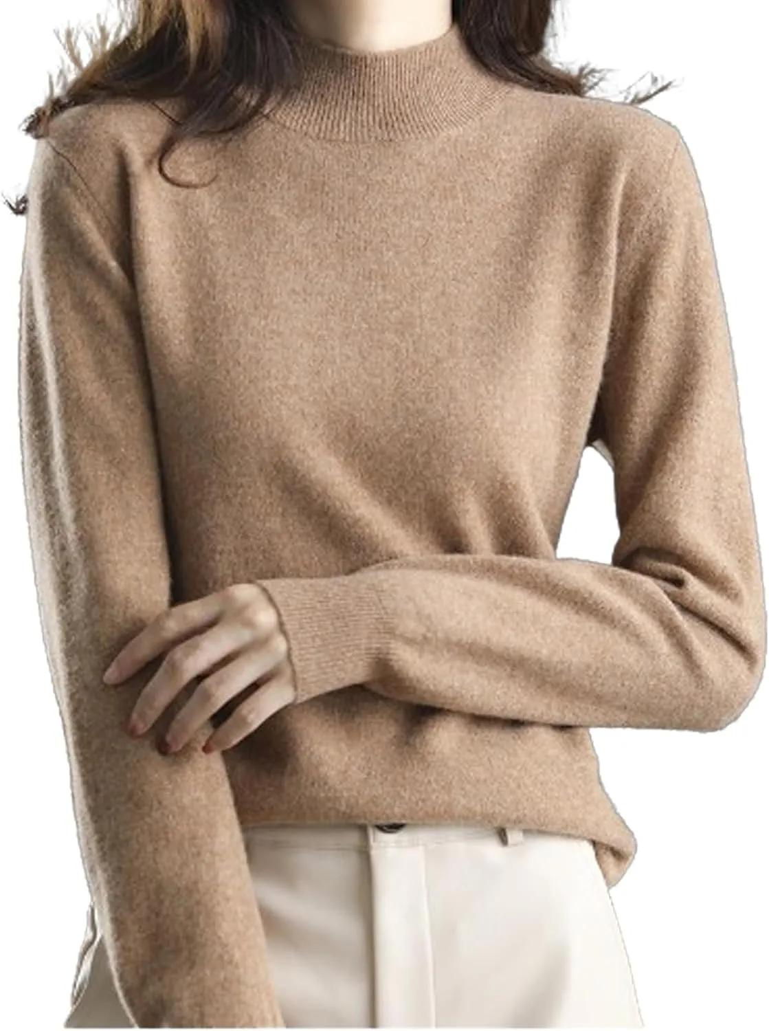Visulong Cashmere Sweaters, 100 Percent Cashmere Sweaters for Women, New Cashmere Sleeve Crew Neck Soft Warm Knit