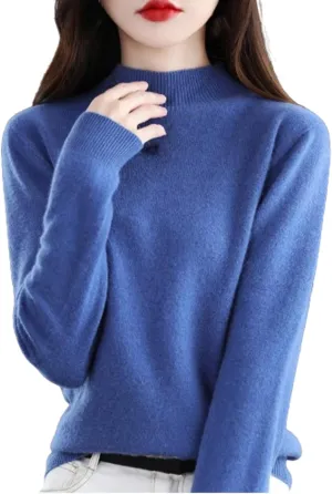 Visulong Cashmere Sweaters, 100 Percent Cashmere Sweaters for Women, New Cashmere Sleeve Crew Neck Soft Warm Knit