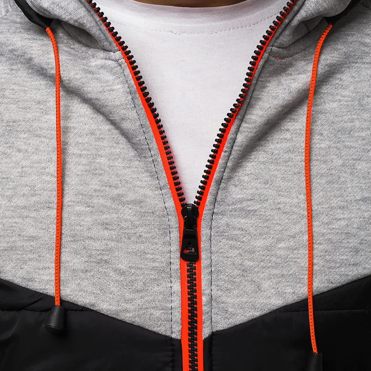 Warm Hoodies For Men Zip Up Hoodies Slim Fit Color Block Quilted Sweatshirts Jacket With Zipper Pockets