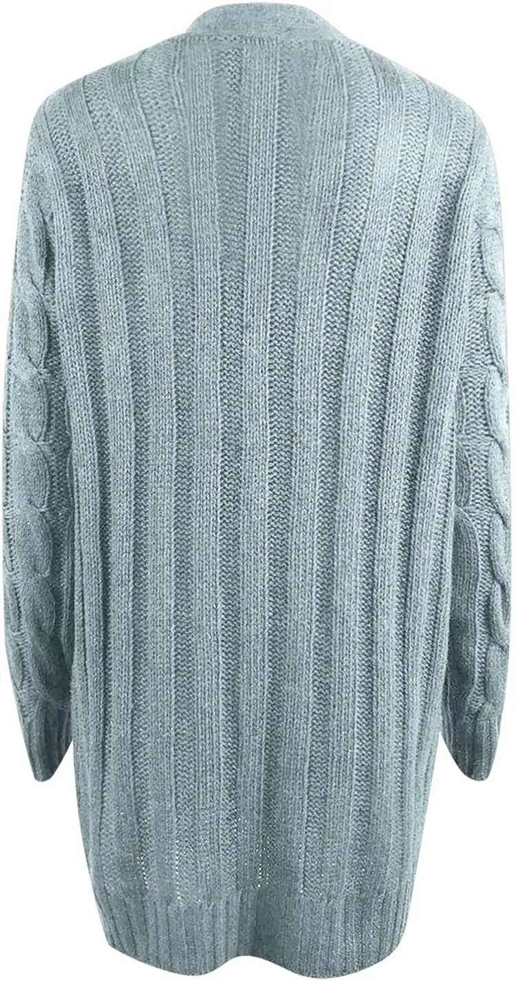 Winter Coats for Women 2025 Cable Knit Long Sleeve Sweaters Button Down Fall Outwear Coat Comfy Open Front Cardigan