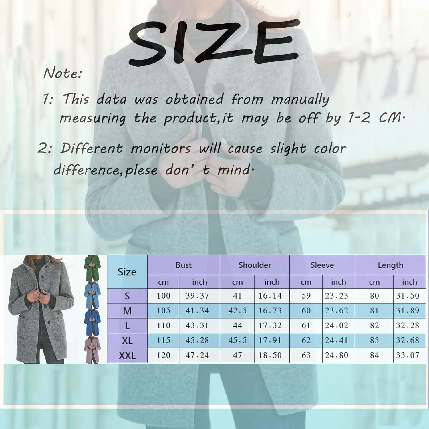 Winter Coats For Women Casual Trendy Overcoat Loose Warm Wool Blend Stand Collar Coat