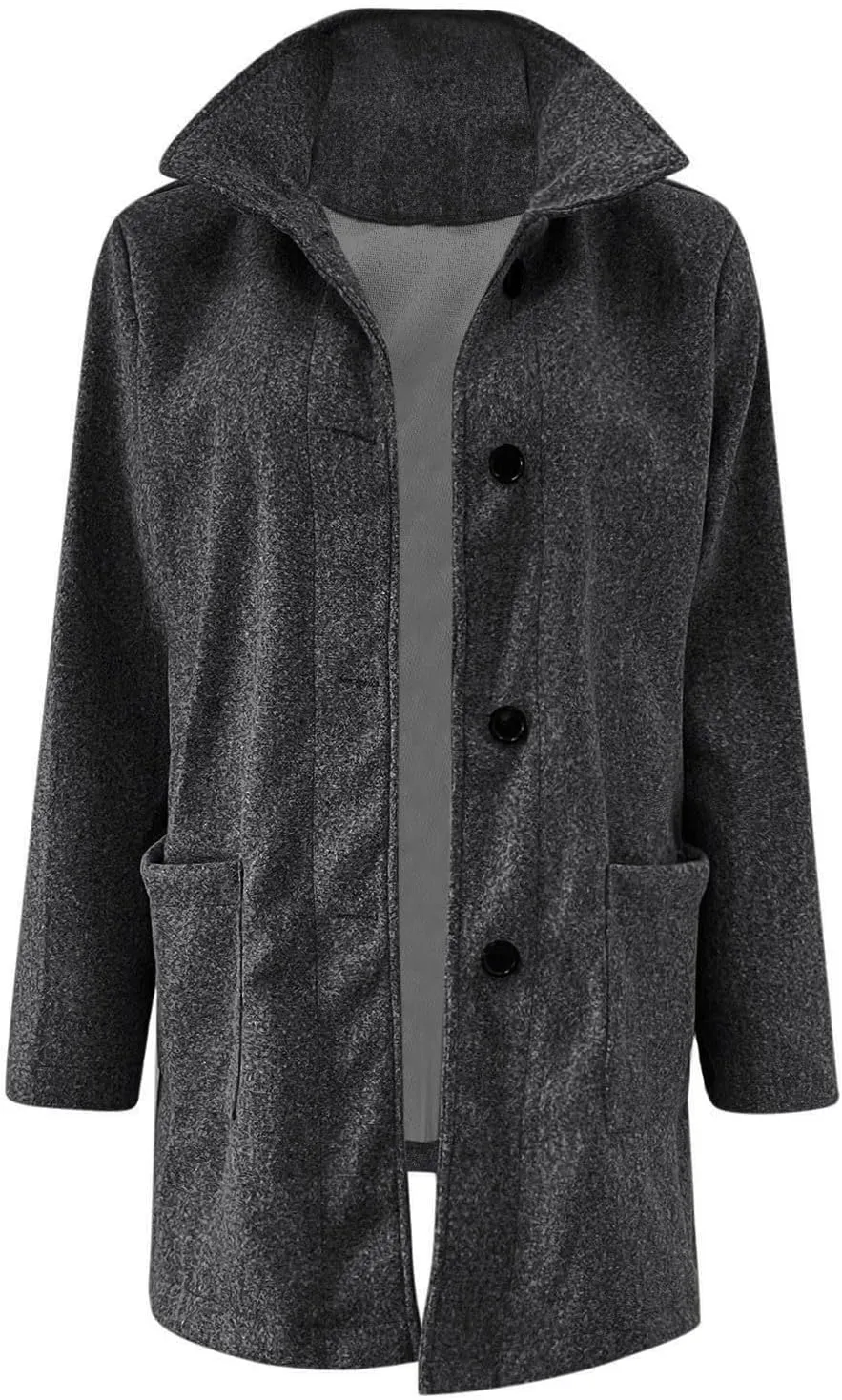 Winter Coats For Women Casual Trendy Overcoat Loose Warm Wool Blend Stand Collar Coat