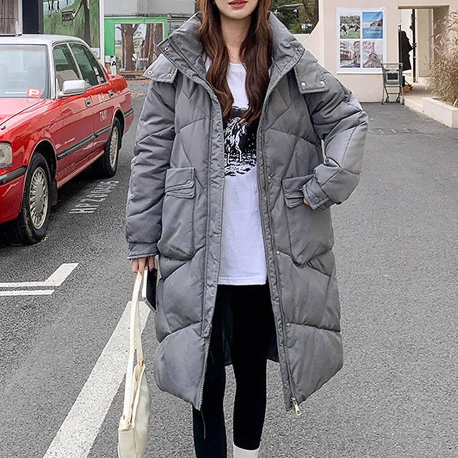 Winter Coats for Women Long Quilted Lightweight Jackets Plus Size Thicken Warm Puffer Jackets Outerwear Maxi Down Coats