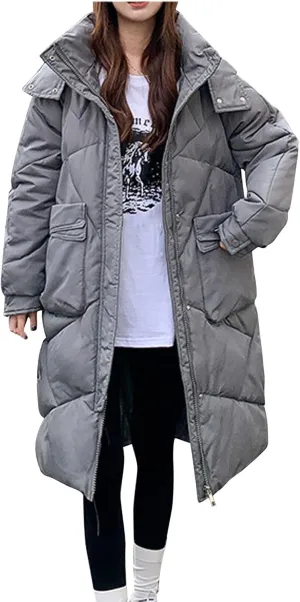 Winter Coats for Women Long Quilted Lightweight Jackets Plus Size Thicken Warm Puffer Jackets Outerwear Maxi Down Coats