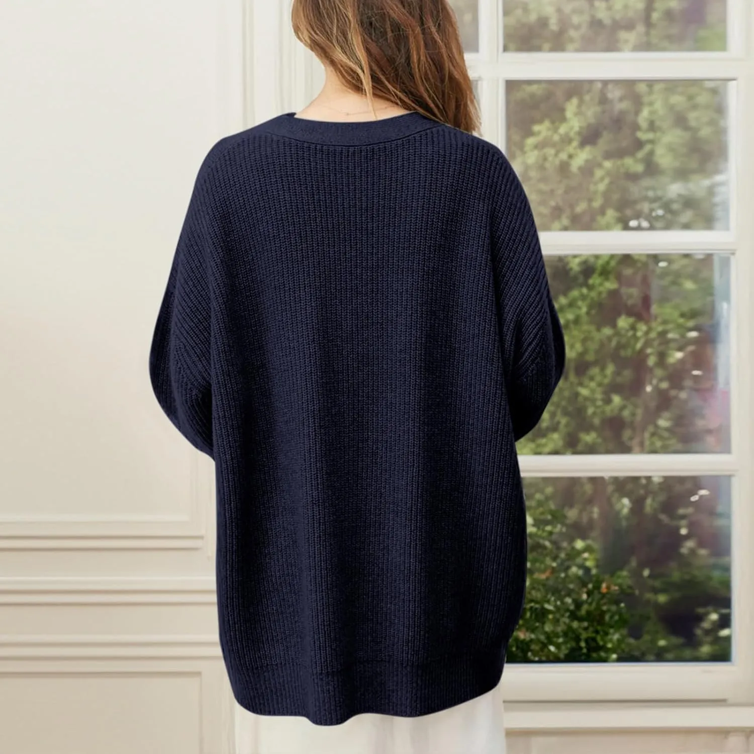 Women Cashmere Cocoon Cardigan Open Front Oversized Button Down Chunky Cardigan V Neck Cardigans Sweaters Knit Coat