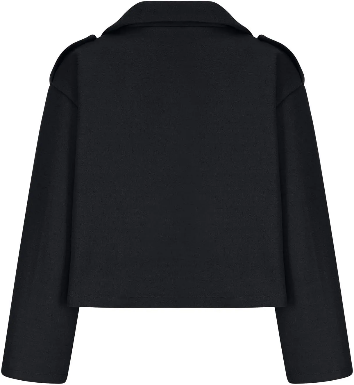 Women Crop Pea Coat Wool Blend Office Work Jackets Notched Lapel Collar Short Winter Jacket Warm Solid Trench Coats