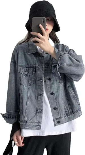 Women Denim Streetwear Lounge Wear Korean Style Outer Chic Jackets