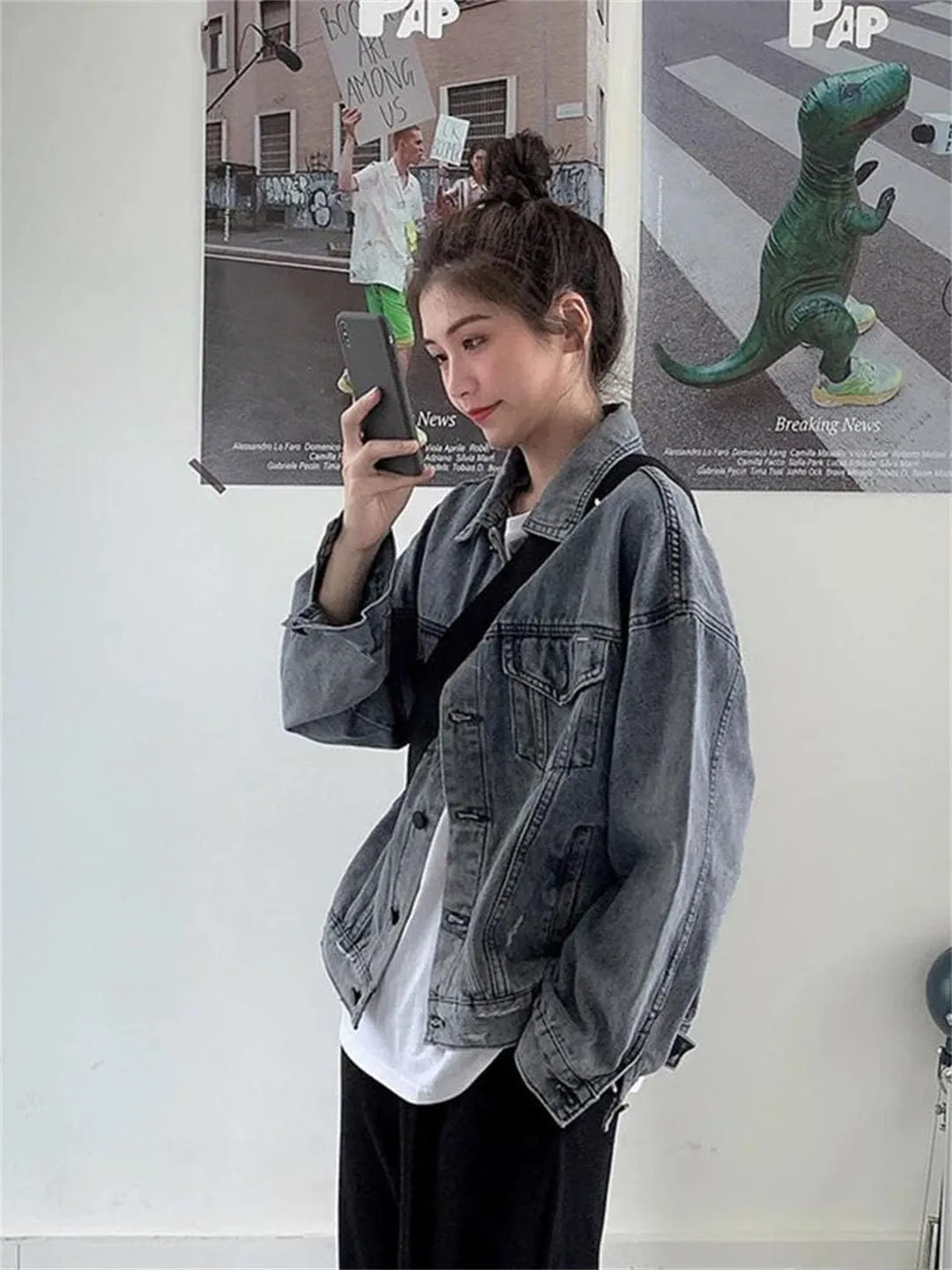 Women Denim Streetwear Lounge Wear Korean Style Outer Chic Jackets
