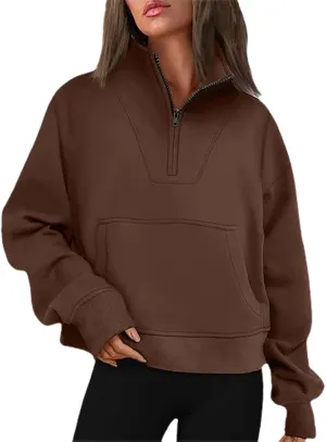 Women Loose Pullover Top Womens Zip Up Cropped Hoodies Fleece Oversized Sweatshirts Full Zip Jackets