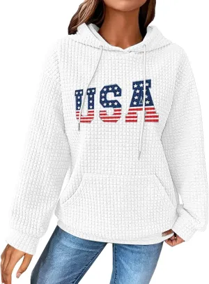 Women Oversized Hoodies Casual Graphic Trendy Hoodies Loose Ffit Tops Long Long Sleeve Drawstring Waffle Pullover