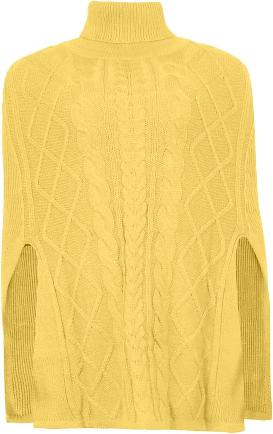 Women Turtleneck Sweaters Split Hem Pullover Knit Sweater Tops Cape Turtleneck Poncho Sweater Women
