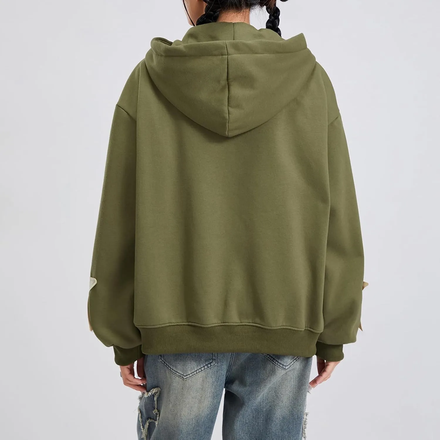 Women Y2k Zip Up Hoodie Vintage Graphic Oversized Sweatshirt Aesthetic Harajuku Teen Girls Jacket