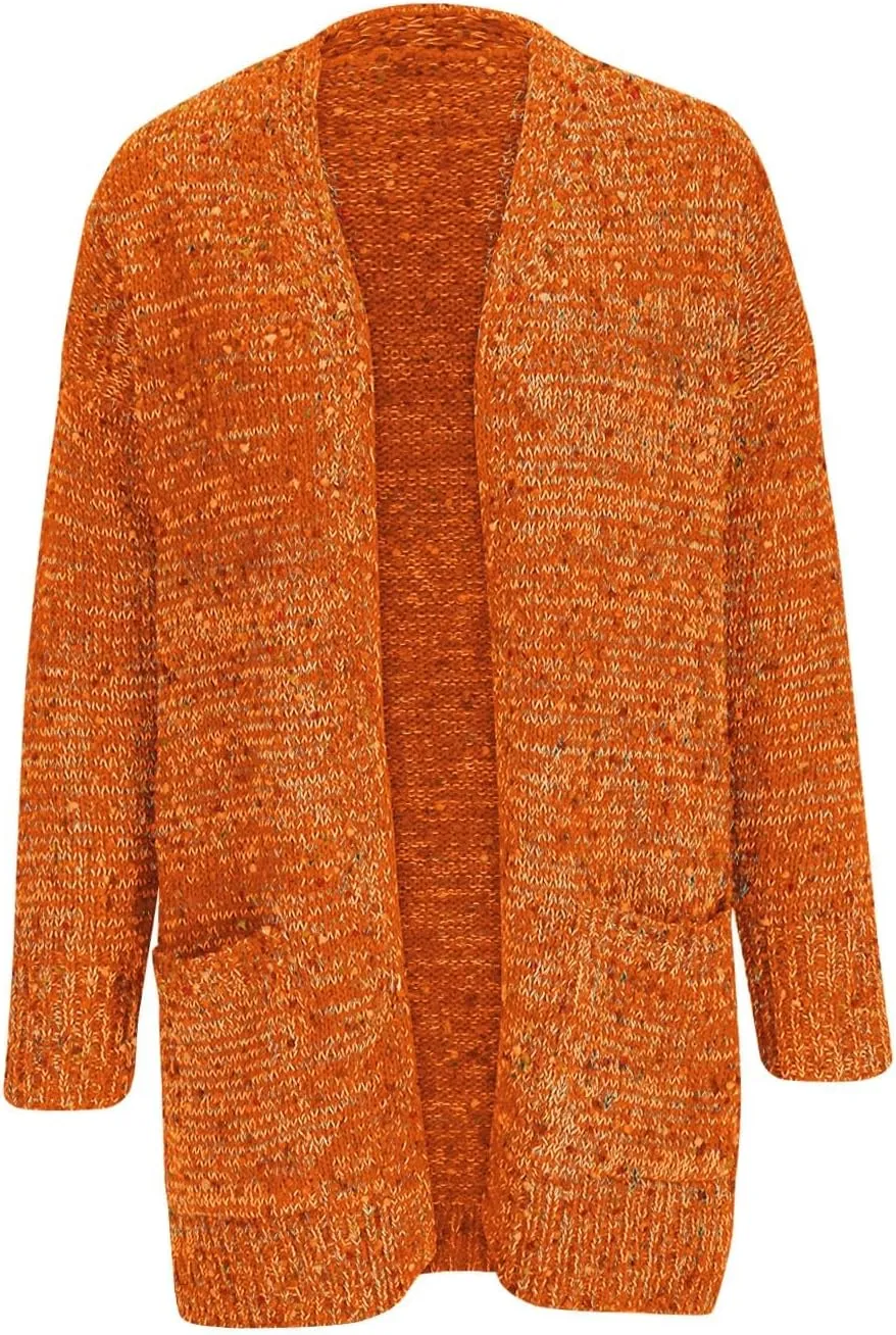 Women's 2023 Fall Open Front Chunky Knitted Sweater Cardigans Oversized Long Sleeve Cardigan Outwear Coat with Pocket