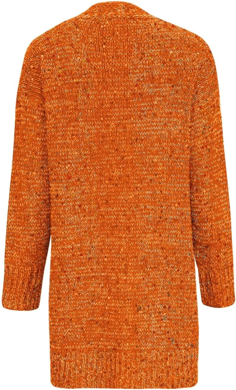 Women's 2023 Fall Open Front Chunky Knitted Sweater Cardigans Oversized Long Sleeve Cardigan Outwear Coat with Pocket