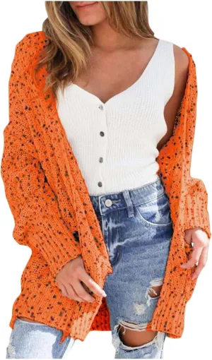 Women's 2023 Fall Open Front Chunky Knitted Sweater Cardigans Oversized Long Sleeve Cardigan Outwear Coat with Pocket