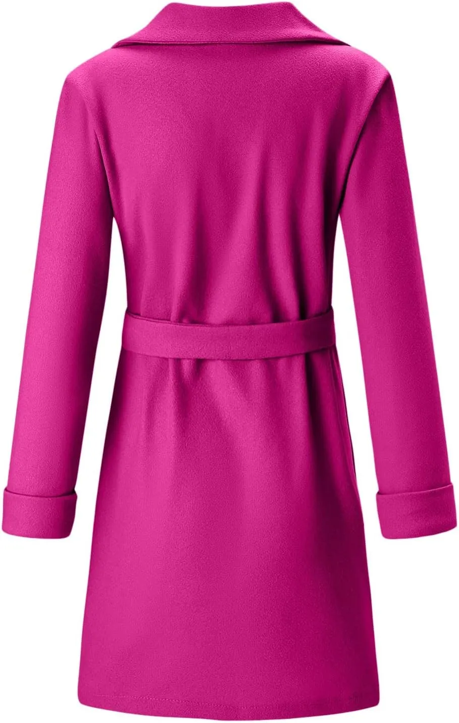 Women's Big Notch Lapel Single Breasted Mid-Long Wool Blend Coat Wool Coat
