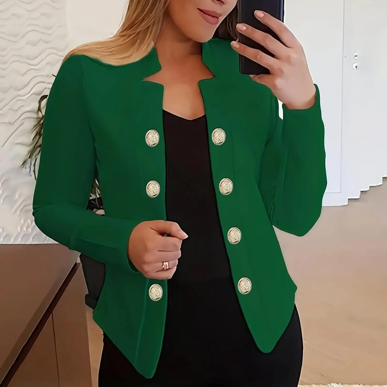 Women's Business Casual Jacket Work Office Long Sleeve Cardigan Blazer Fashion Comfy Solid Color Button Dressy Coats