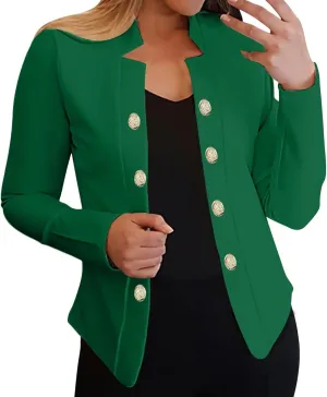 Women's Business Casual Jacket Work Office Long Sleeve Cardigan Blazer Fashion Comfy Solid Color Button Dressy Coats