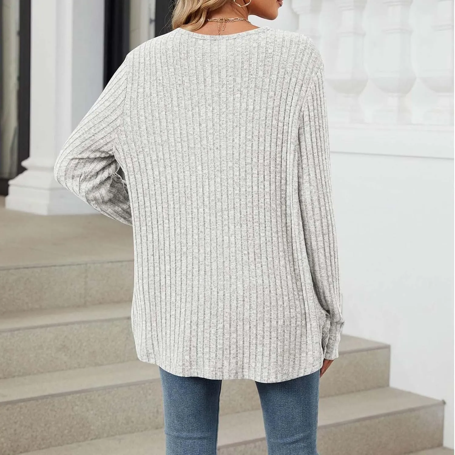 Womens Button Down Open Front Cardigan Fall Lightweight Soft Ribbed Knit Cardigan Sweaters Long Sleeve Coat Outwear