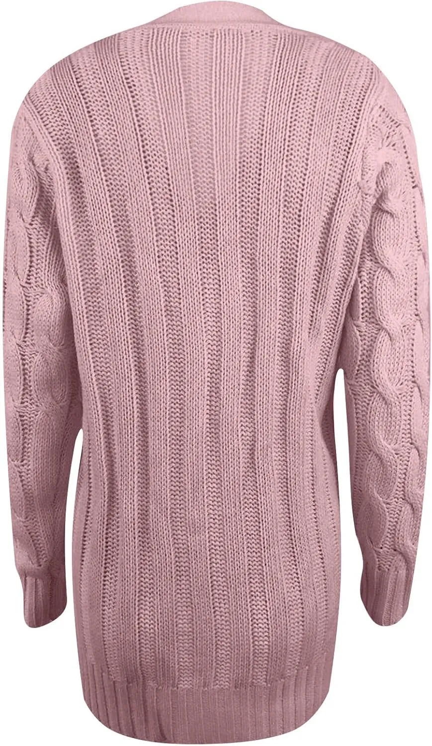 Women's Cable Knit Sweater Cardigan Winter Single Breasted Coats Casual Breathable Stretch Sweaters with Pockets