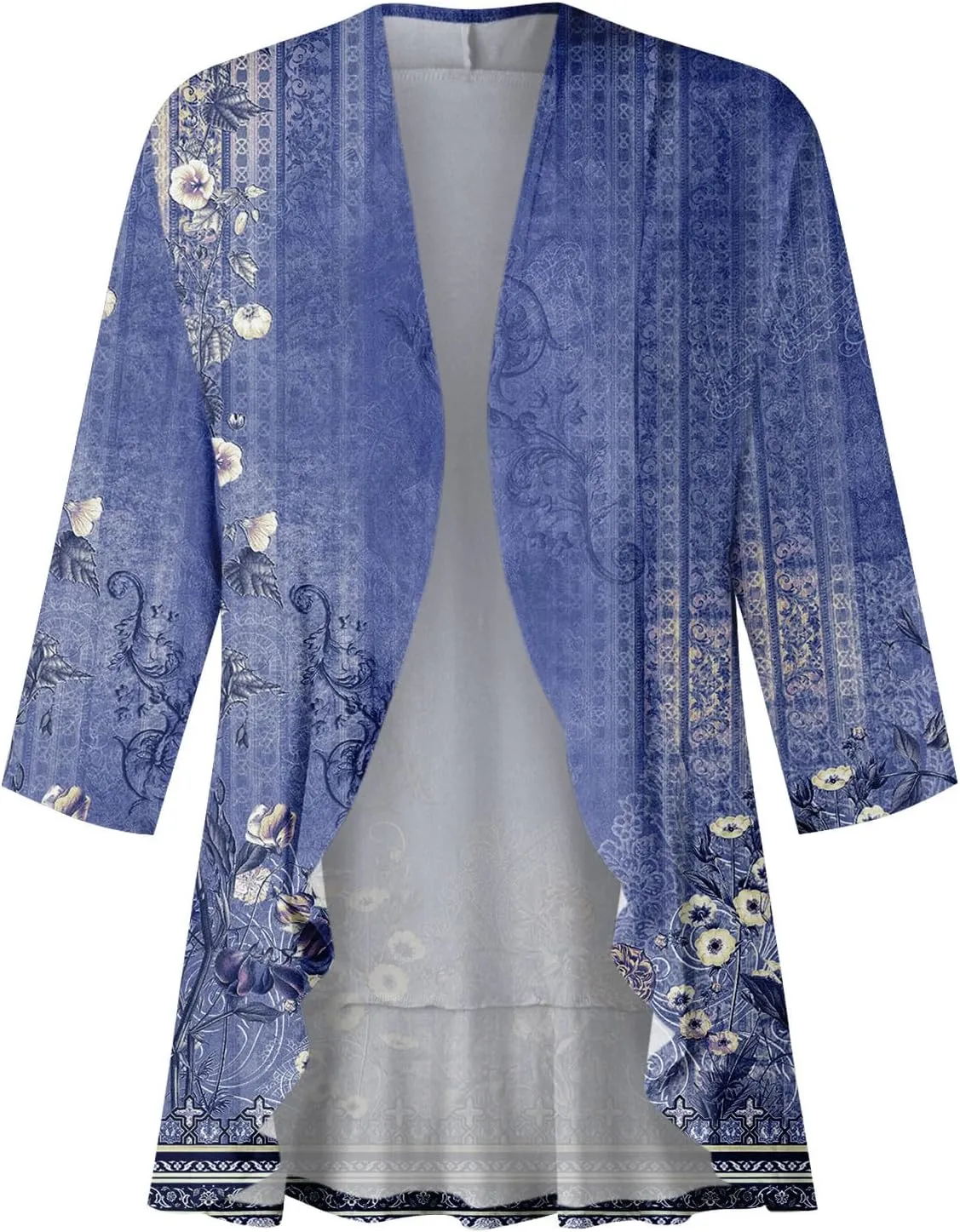 Womens Cardigan 2024 Lightweight Fall T Shirts Loose Fit Shawl Collar Blouse Coat 3/4 Sleeve Tie Dye Funny Tops