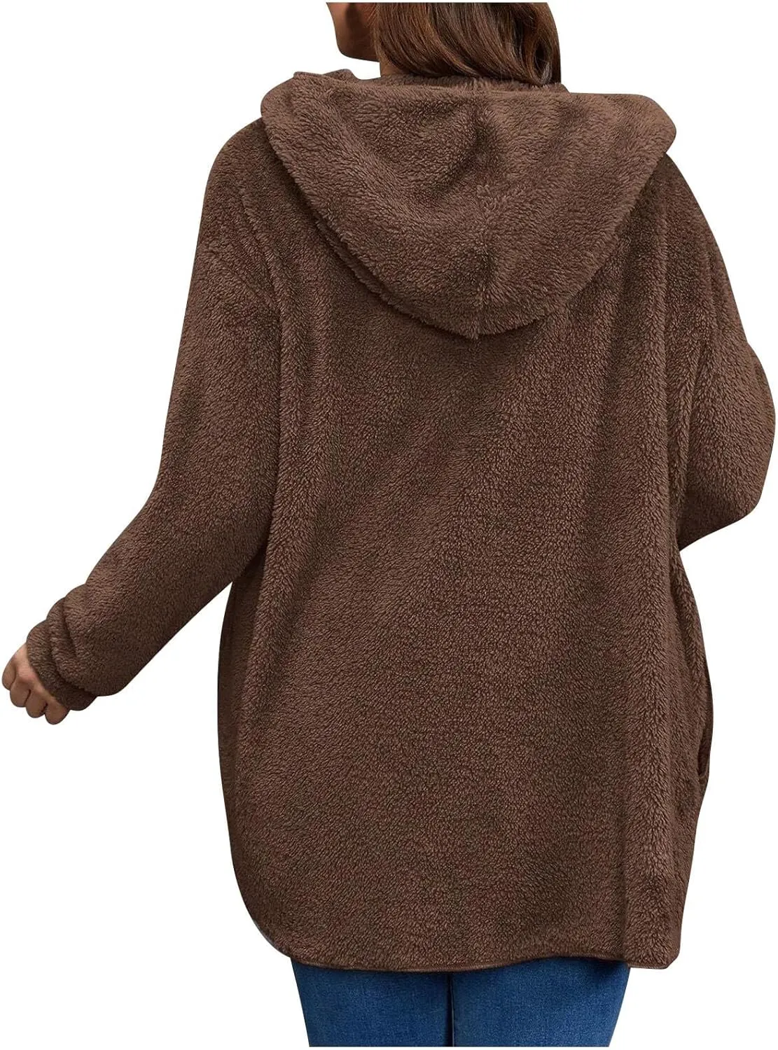 Womens Cardigan Hoodies Winter Oversized Open Front Fuzzy Fleece Hooded Jacket Warm Teddy Coat 2024 Fashion