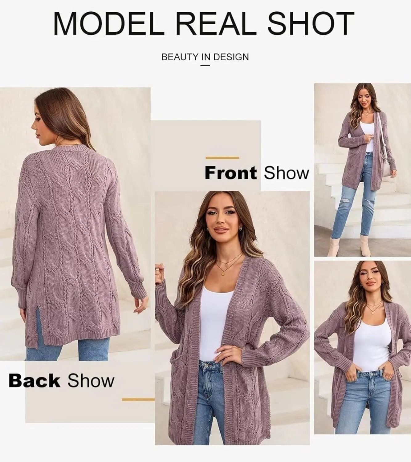 Women's Cardigan Sweaters Open Front Knitted Long Cardigans 2024 Fall Fashion Oversized Casual Sweater with Pockets