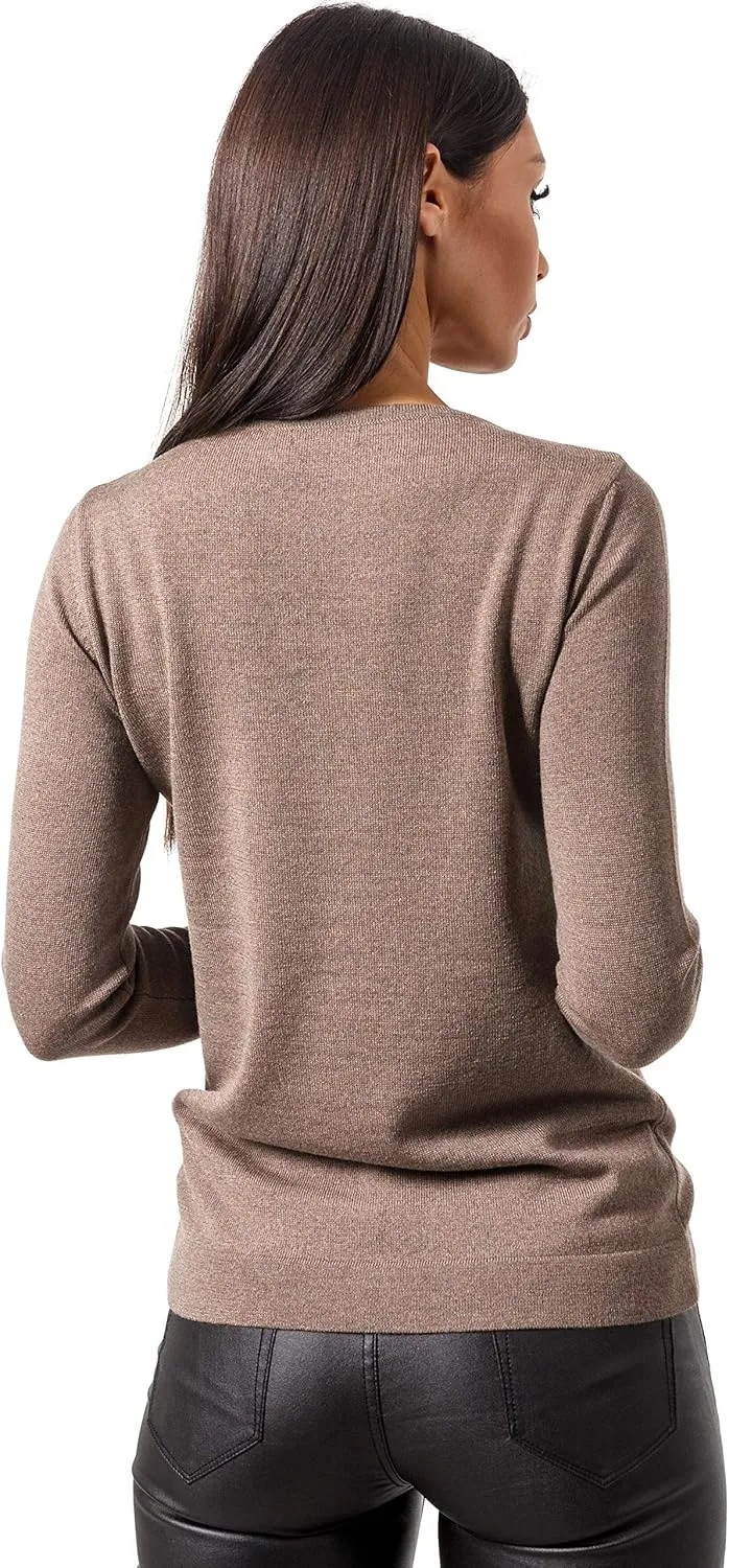 Women's Cashmere Soft Merino Wool Sweater Crew Neck Pullover Top