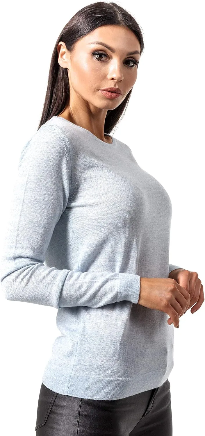 Women's Cashmere Soft Merino Wool Sweater Crew Neck Pullover Top