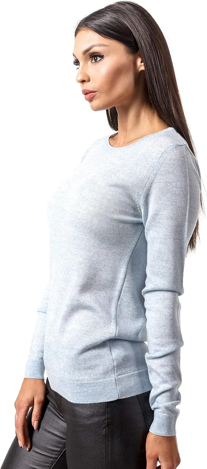 Women's Cashmere Soft Merino Wool Sweater Crew Neck Pullover Top