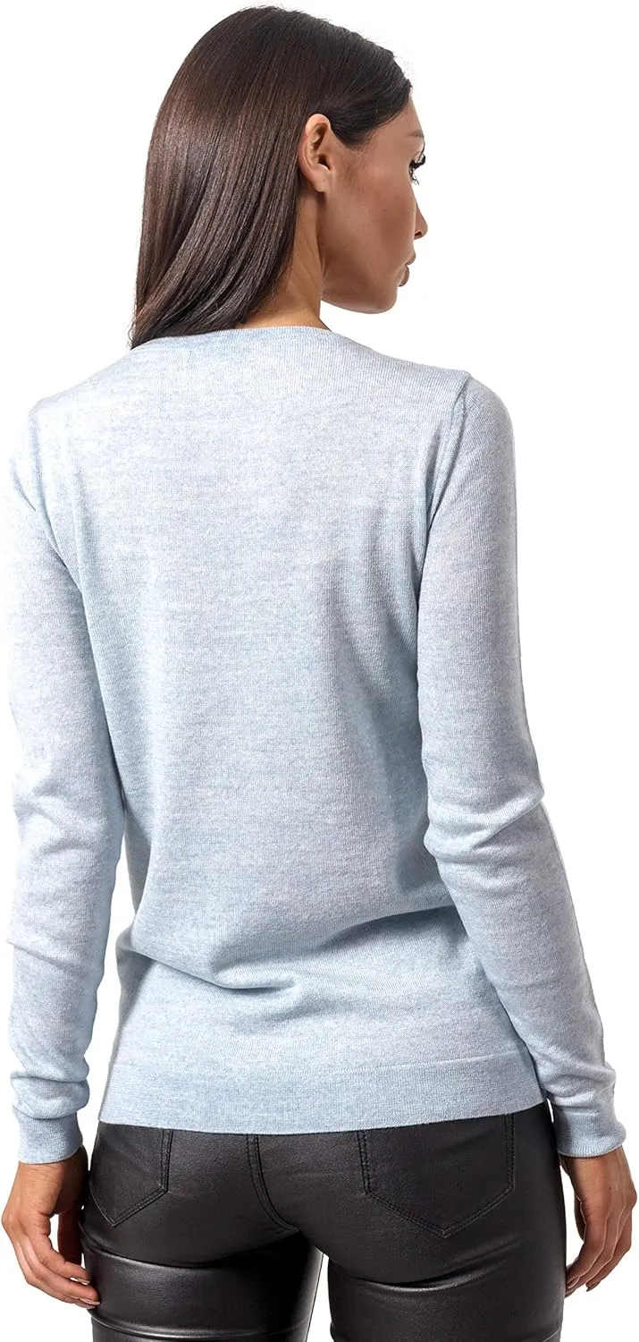 Women's Cashmere Soft Merino Wool Sweater Crew Neck Pullover Top