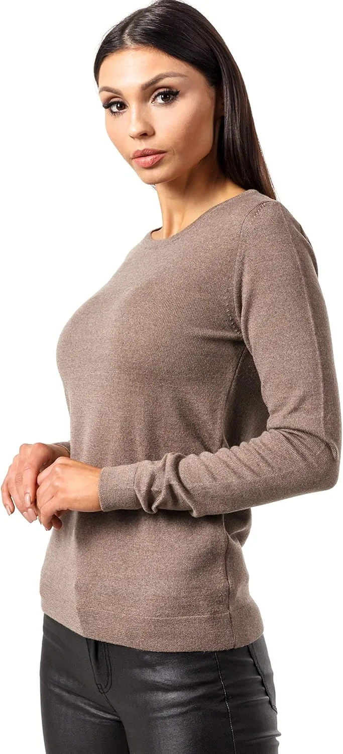 Women's Cashmere Soft Merino Wool Sweater Crew Neck Pullover Top