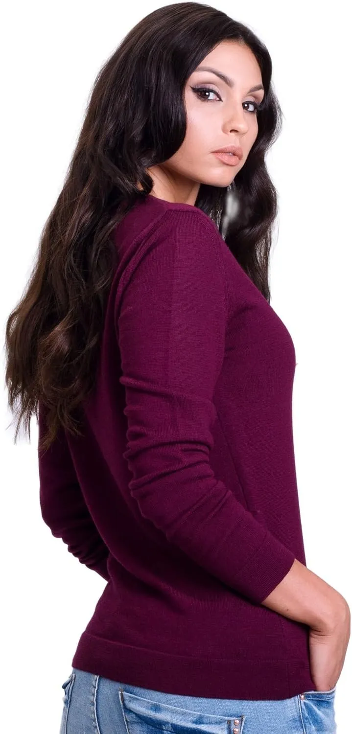 Women's Cashmere Soft Merino Wool Sweater Crew Neck Pullover Top