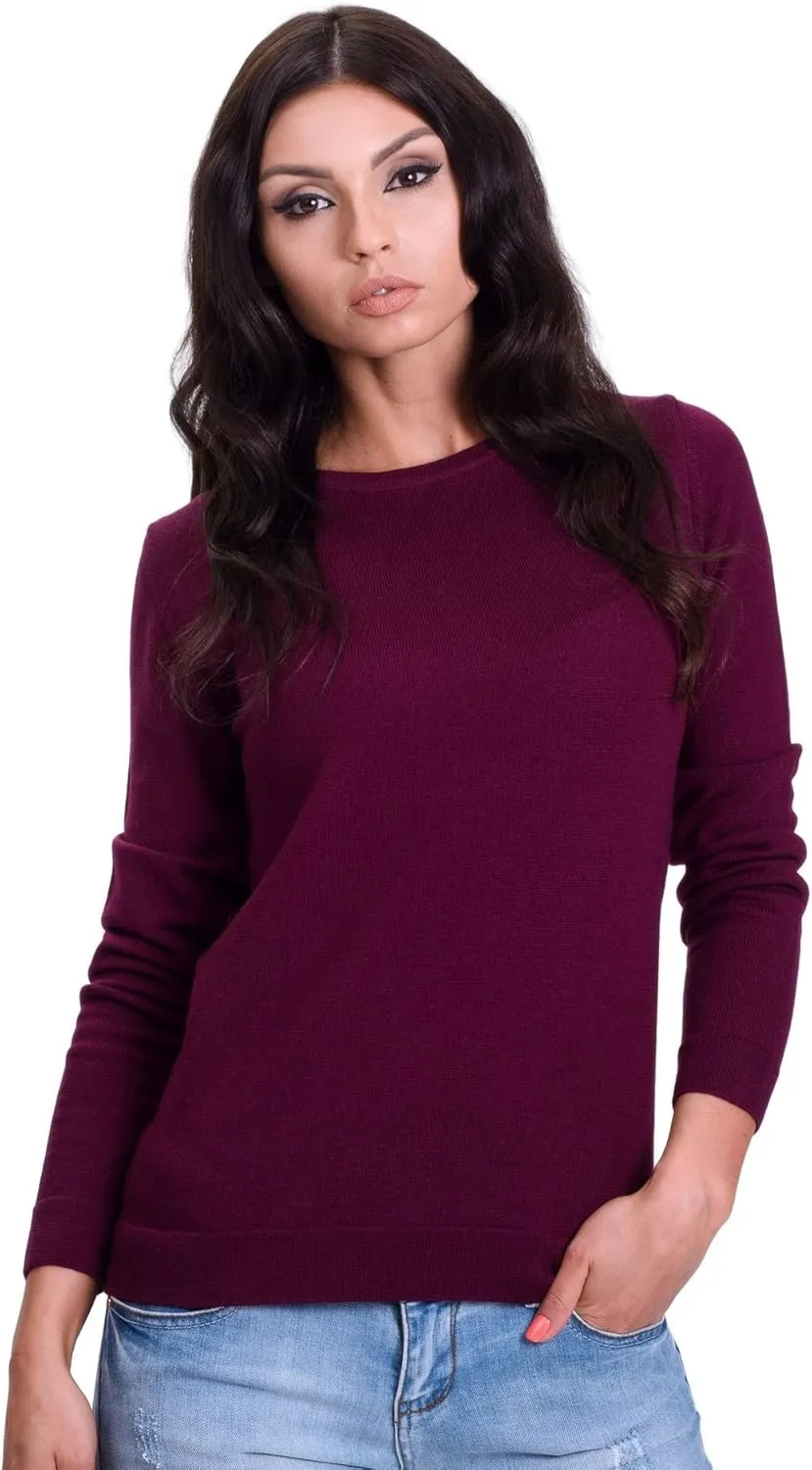 Women's Cashmere Soft Merino Wool Sweater Crew Neck Pullover Top
