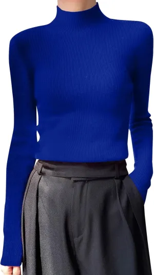 Womens Cashmere Sweater Turtleneck Solid Long Sleeve Cute Warm Soft Y2k Sweaters 2025 Spring Winter Knit Pullover Tops