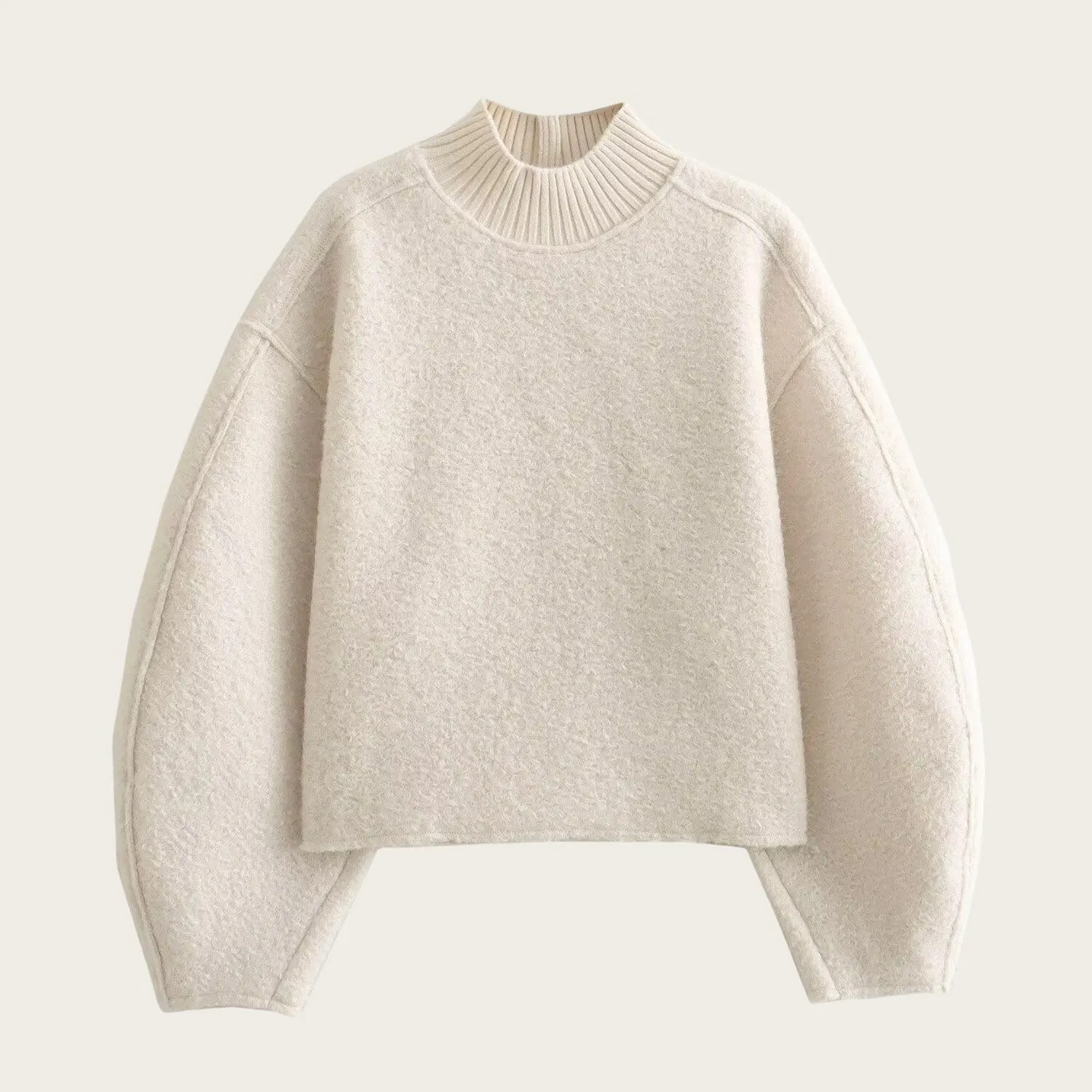 Womens Casual Fleece Sweatshirts Turtleneck Reverse Seam Pullover Fall Winter Fuzzy Wool Cropped Tops
