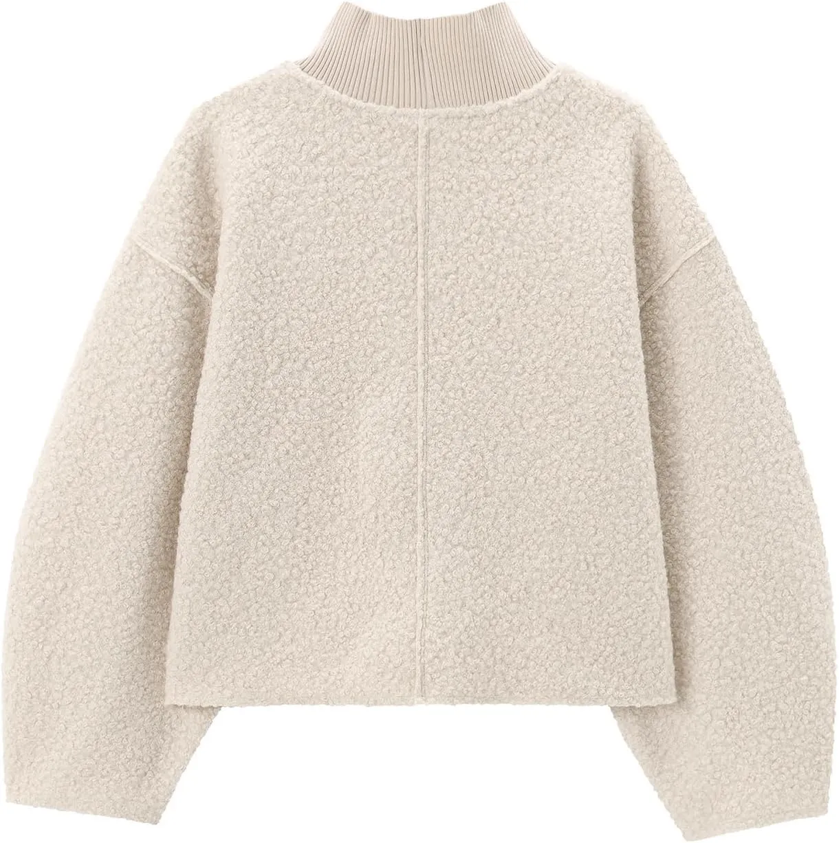 Womens Casual Fleece Sweatshirts Turtleneck Reverse Seam Pullover Fall Winter Fuzzy Wool Cropped Tops