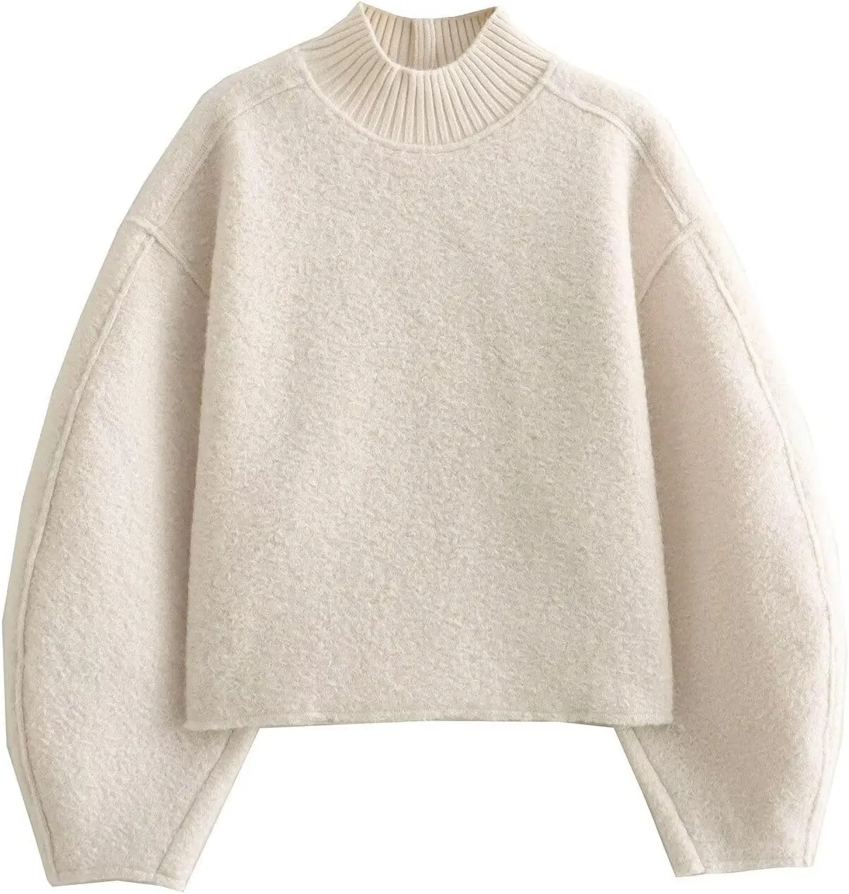 Womens Casual Fleece Sweatshirts Turtleneck Reverse Seam Pullover Fall Winter Fuzzy Wool Cropped Tops