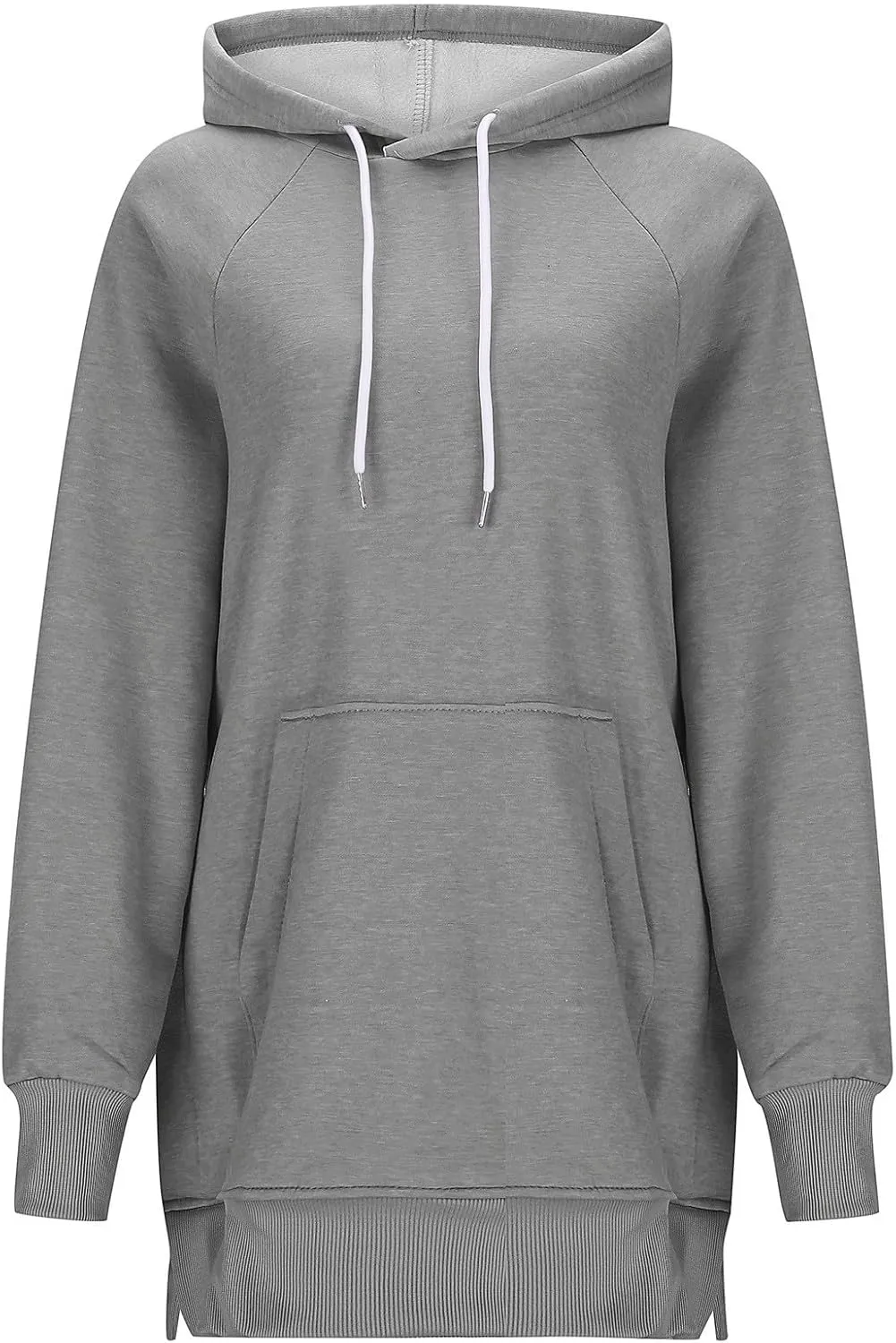 Women's Casual Long Hoodies Oversized Thick Fleece Hooded Sweatshirt Pullover Side Split High Low Hem Tops