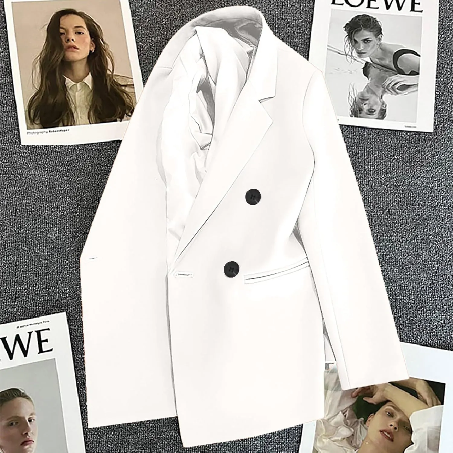 Womens Casual Long Sleeve Blazers Fall Trendy Lapel Button Jackets Casual Solid Color Open Front Work Office Jackets