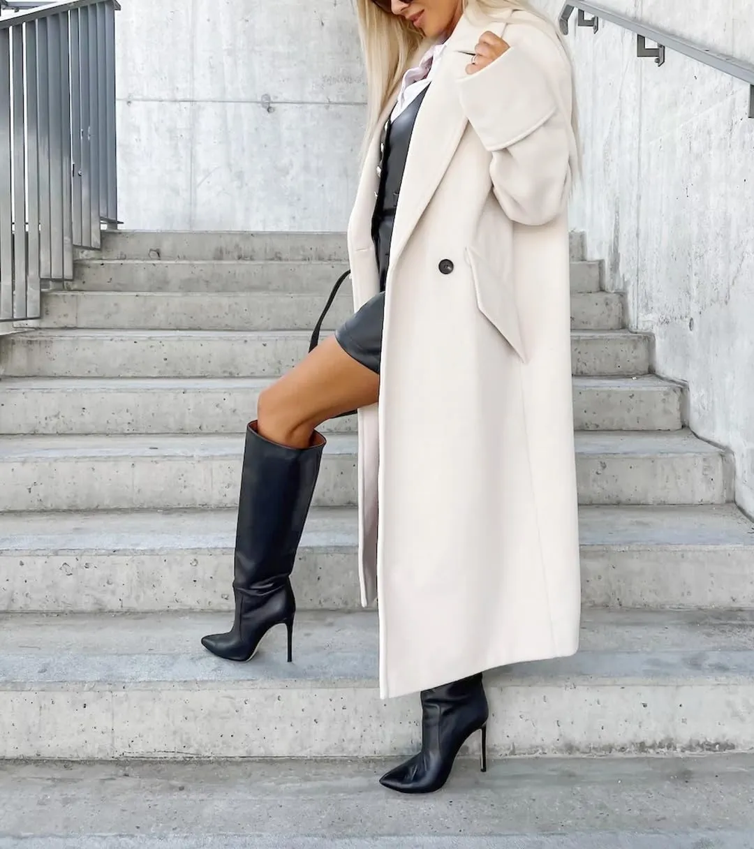 Women's Collar Work Double Breasted Maxi Long Pea Coats Oversized Double Breasted Long Trench Overcoat Winter