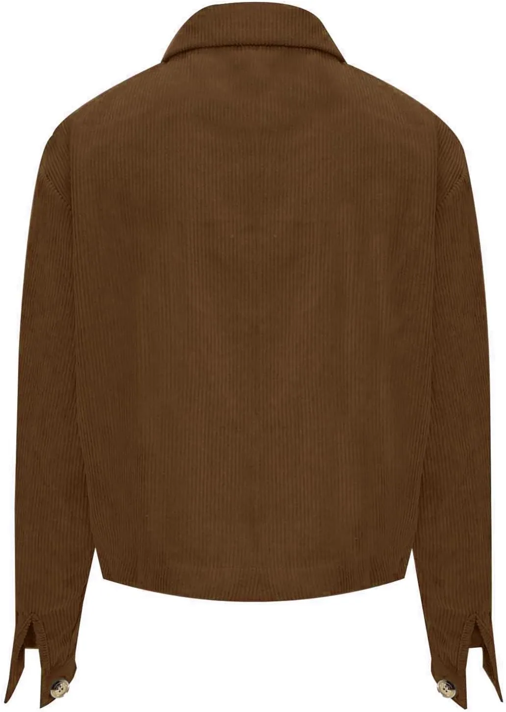 Womens Corduroy Jacket Cropped Lapel Button Down Shacket Jacket Casual Loose Long Sleeve Shirts 2024 Fashion Outwear
