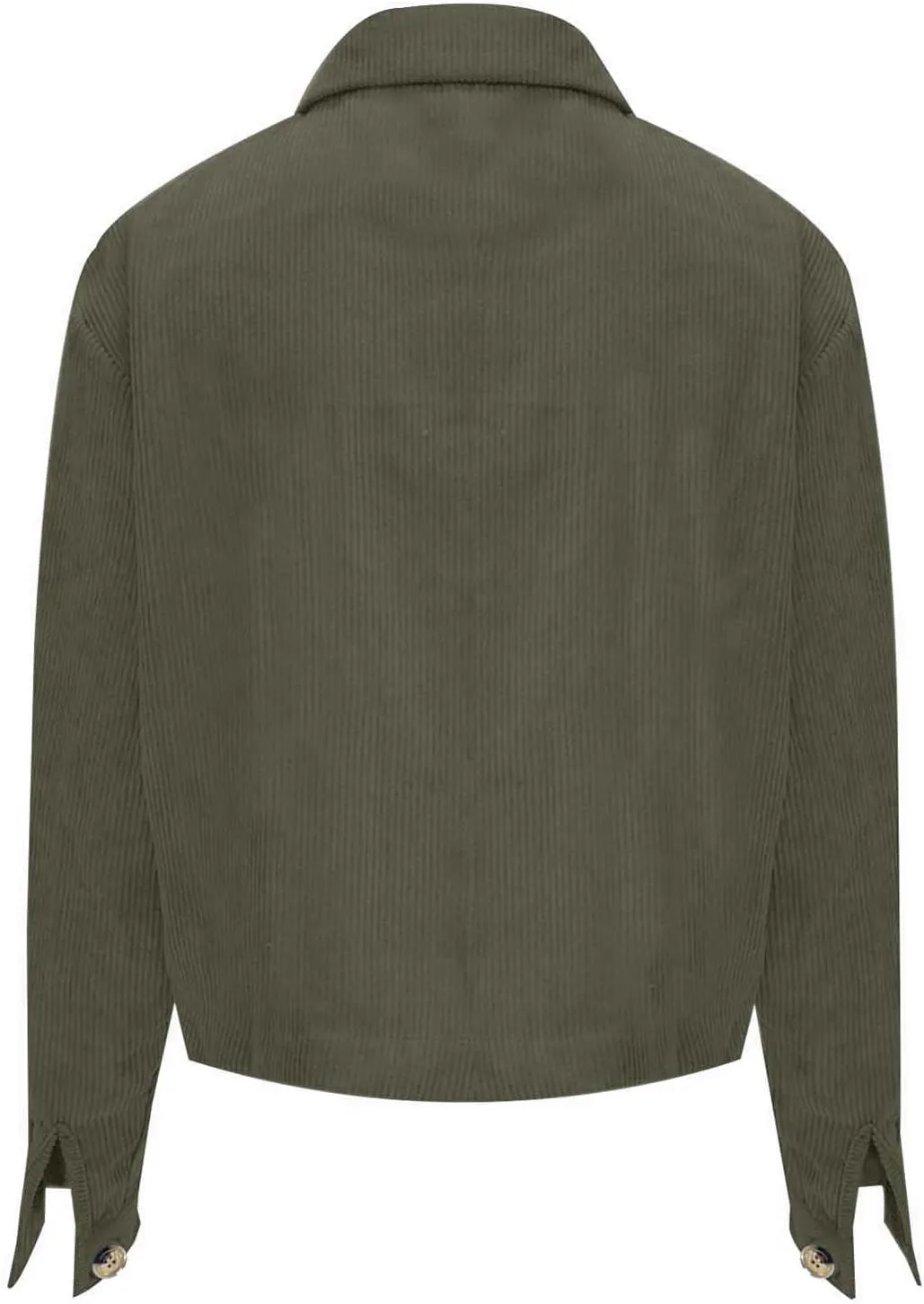 Womens Corduroy Jacket Cropped Lapel Button Down Shacket Jacket Casual Loose Long Sleeve Shirts 2024 Fashion Outwear