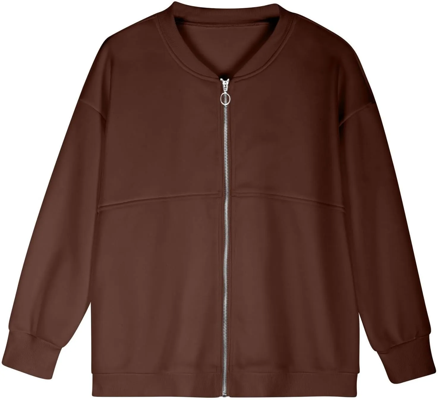 Womens Cropped Zip Up Hoodies Jackets Cardigan Sweatshirts Long Sleeve Casual Loose Fit Outwear with Pockets
